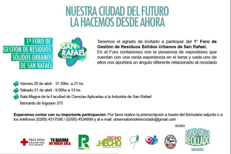 San Rafael: 1er Foro Nacional de Medio Ambiente y Reciclado